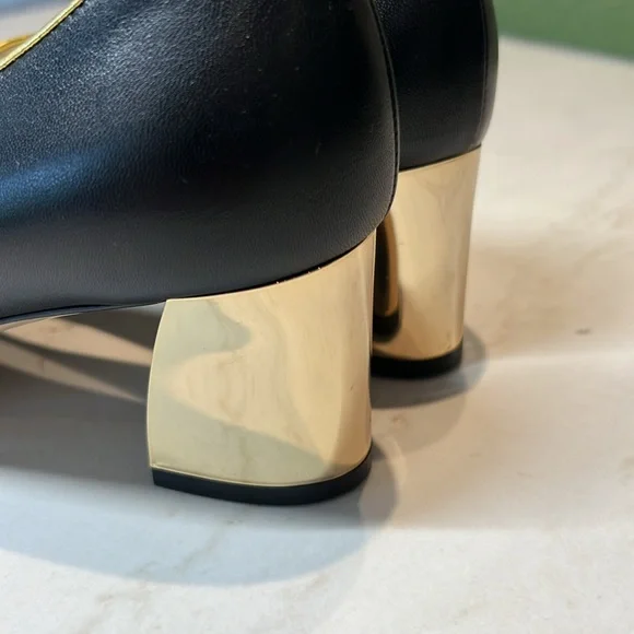 Gucci with Leather GG Supreme Embellished Mid-Heel Loafer Pump (Size 40) - Picture 8 of 13